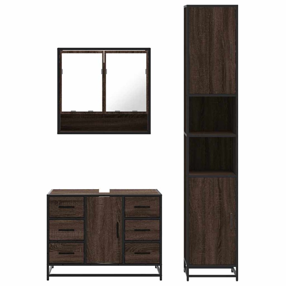 Set de muebles baño 3 pzas madera contrachapada roble