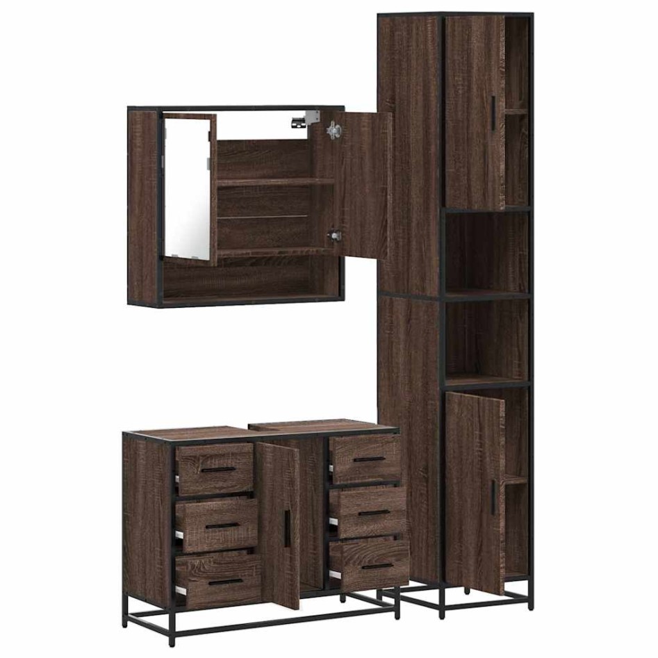 Set de muebles baño 3 pzas madera contrachapada roble