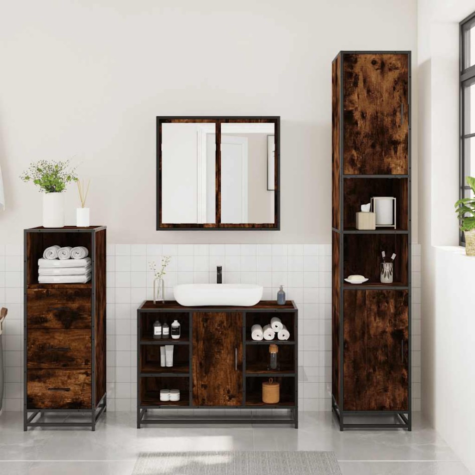 Set de muebles baño 3 pzas madera contrachapada roble