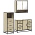 Set de muebles de baño 3 pzas madera contrachapada roble