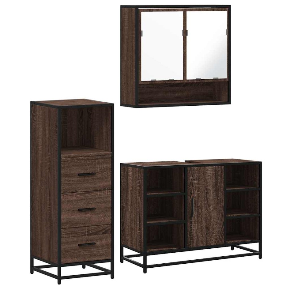 Set de muebles baño 3 pzas madera contrachapada roble
