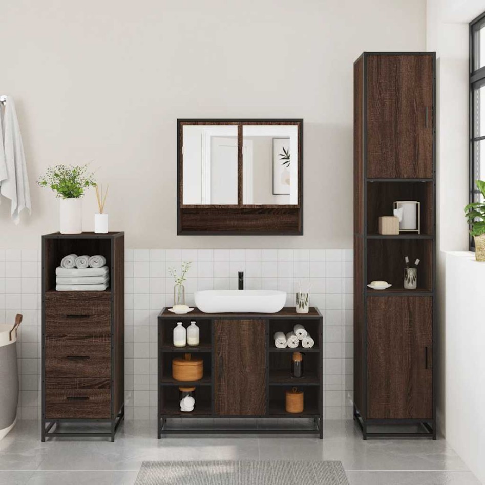 Set de muebles baño 3 pzas madera contrachapada roble