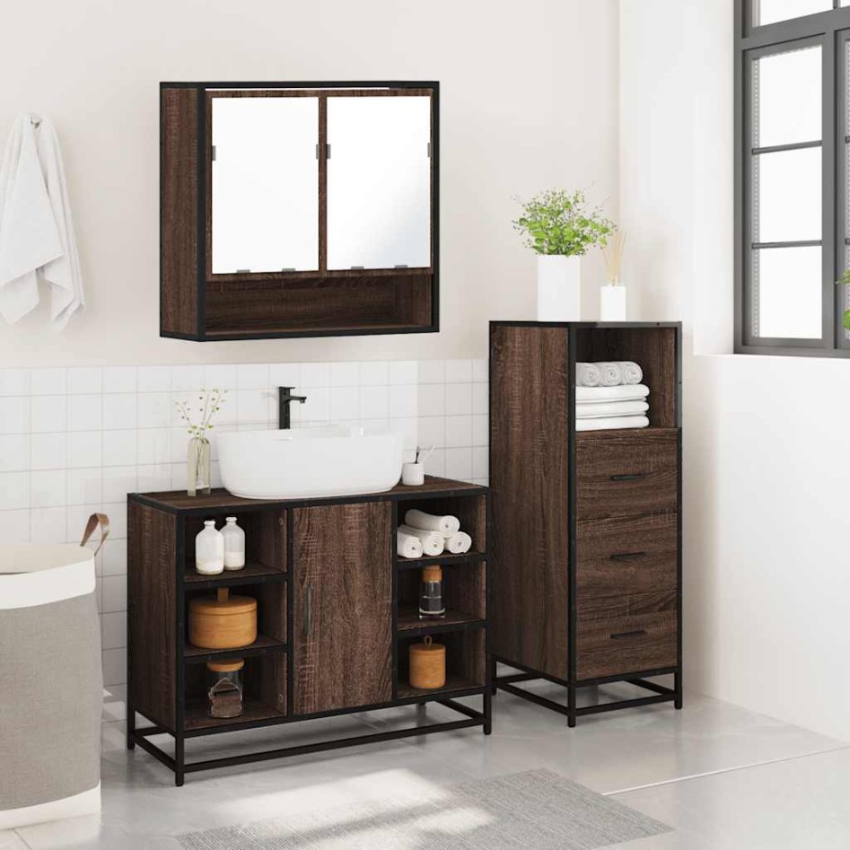 Set de muebles baño 3 pzas madera contrachapada roble