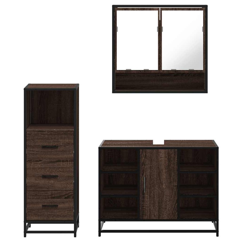 Set de muebles baño 3 pzas madera contrachapada roble