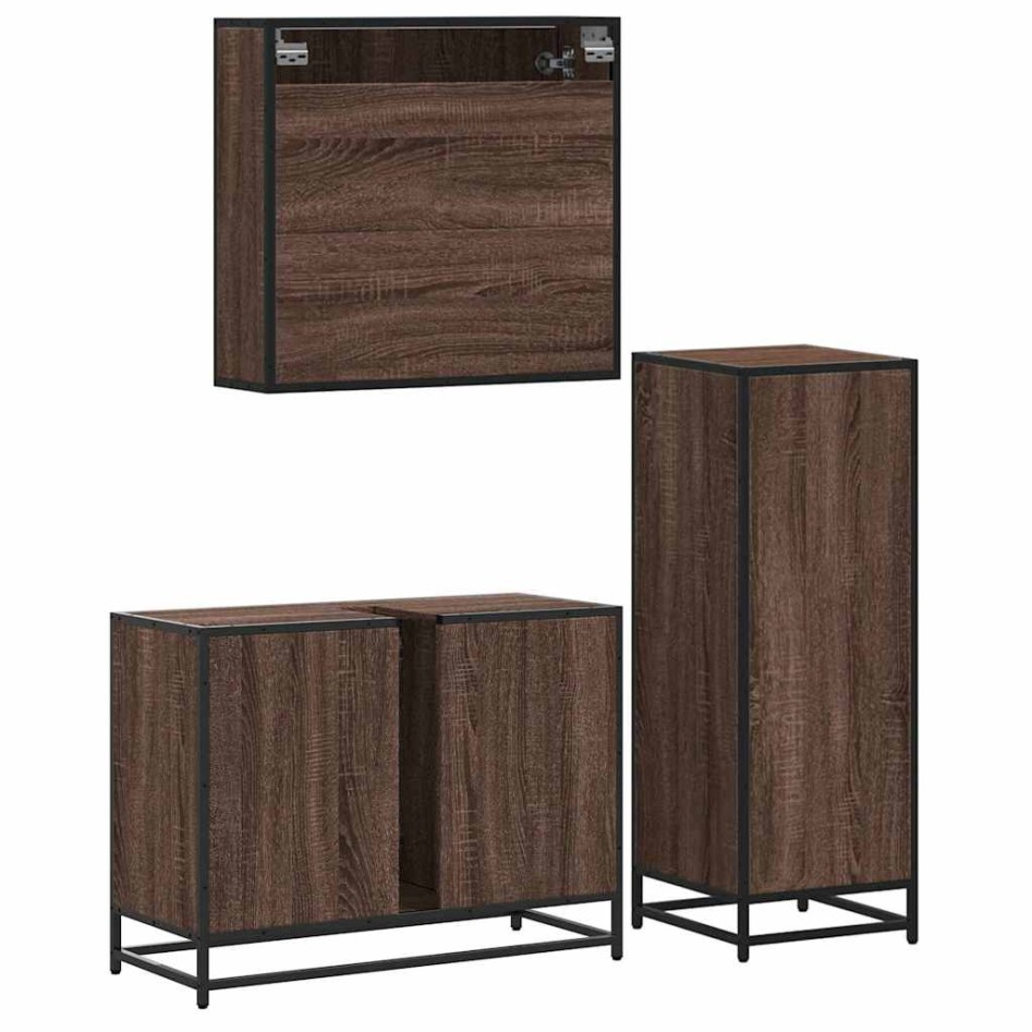 Set de muebles baño 3 pzas madera contrachapada roble