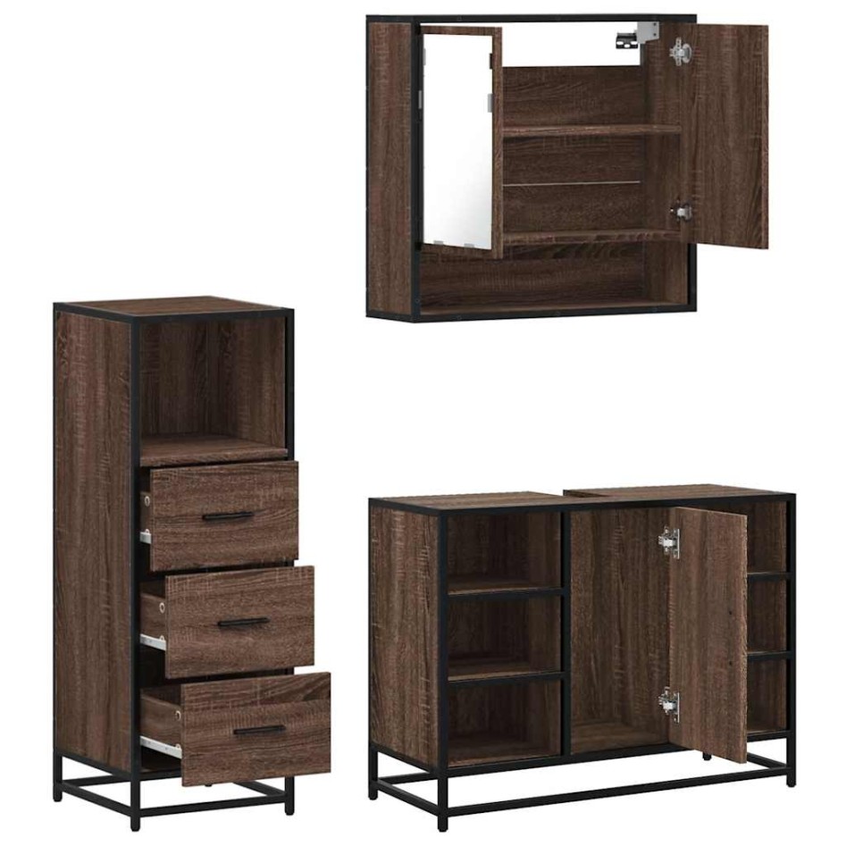 Set de muebles baño 3 pzas madera contrachapada roble