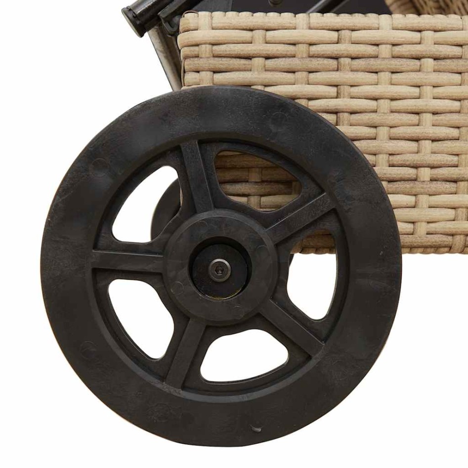 Tumbona con ruedas y cojín ratán sintético