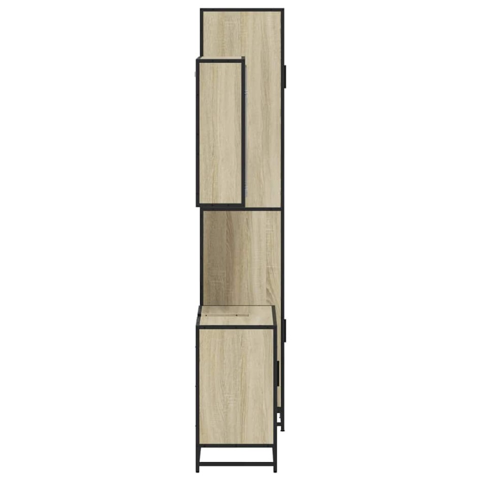 Set de muebles de baño 3 pzas madera contrachapada roble