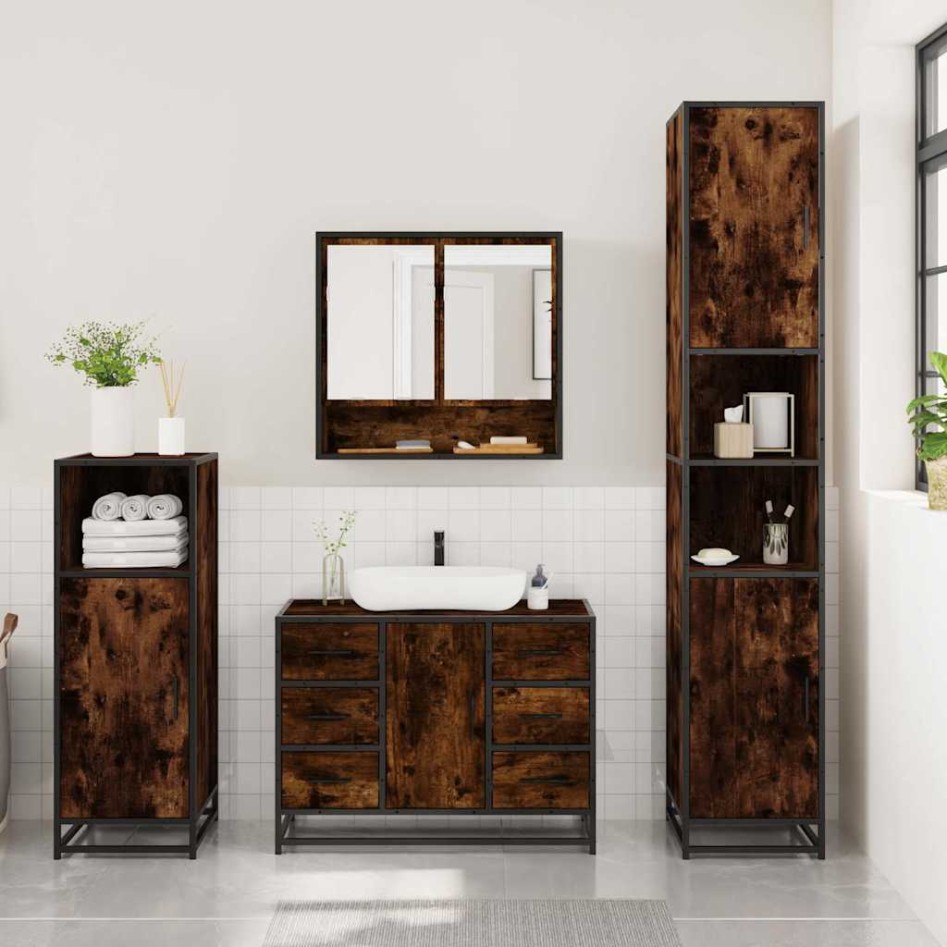 Set de muebles baño 3 pzas madera contrachapada roble