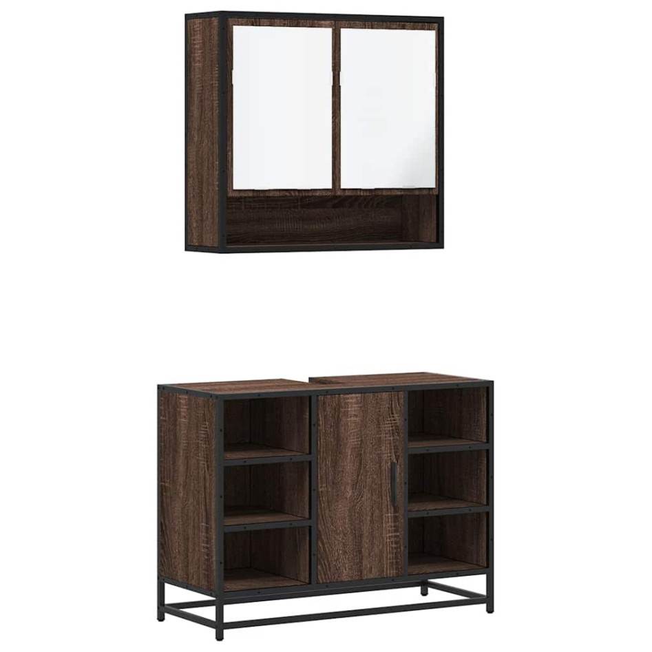 Set de muebles baño 2 pzas madera contrachapada marrón