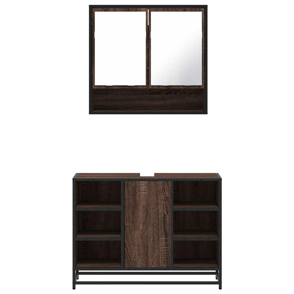 Set de muebles baño 2 pzas madera contrachapada marrón