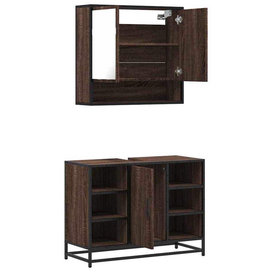 Set de muebles baño 2 pzas madera contrachapada marrón
