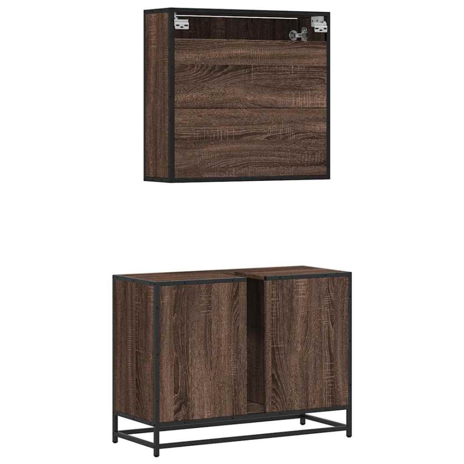 Set de muebles baño 2 pzas madera contrachapada marrón
