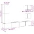 Conjunto de mueble de TV 5 piezas montado la pared madera