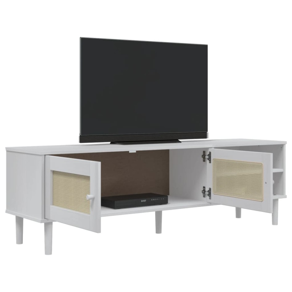 Mueble de TV SENJA aspecto ratán madera pino blanco