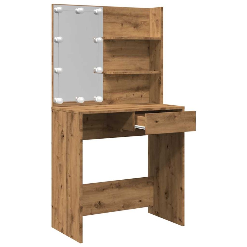 Tocador con luces LED roble artisan 74,5x40x141