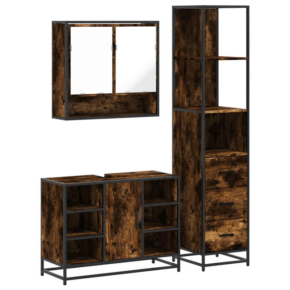 Set de muebles baño 3 pzas madera contrachapada roble