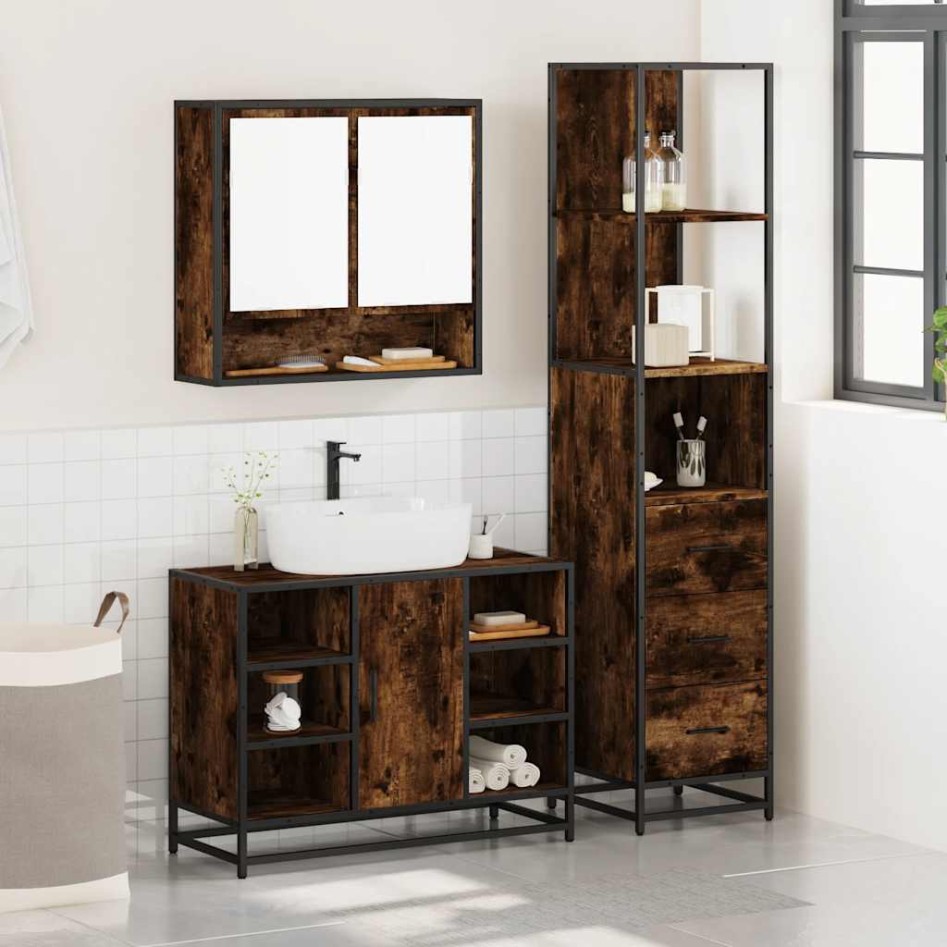 Set de muebles baño 3 pzas madera contrachapada roble