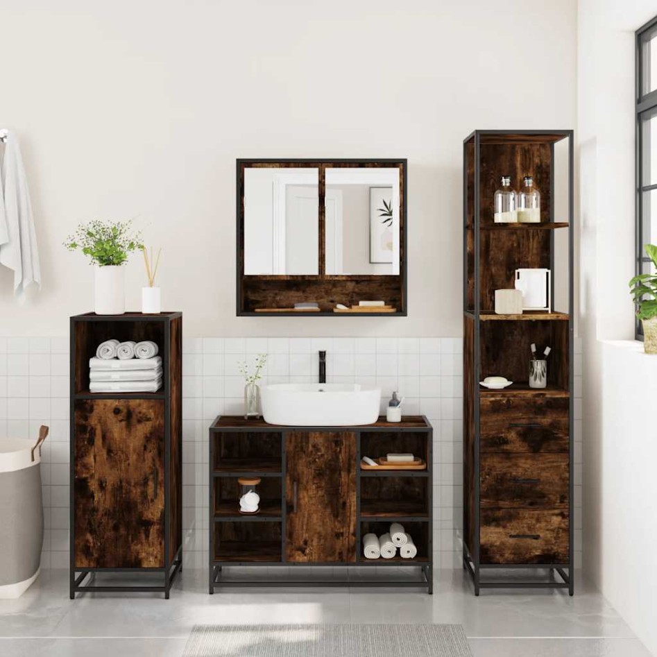 Set de muebles baño 3 pzas madera contrachapada roble