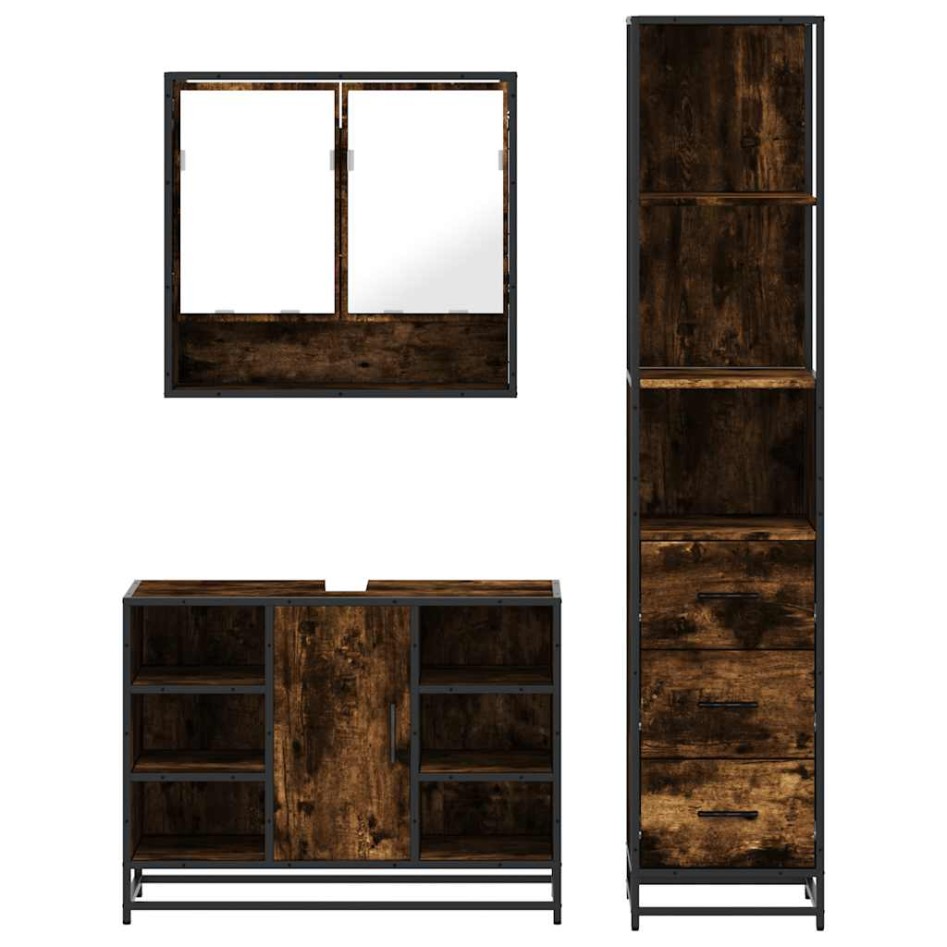 Set de muebles baño 3 pzas madera contrachapada roble