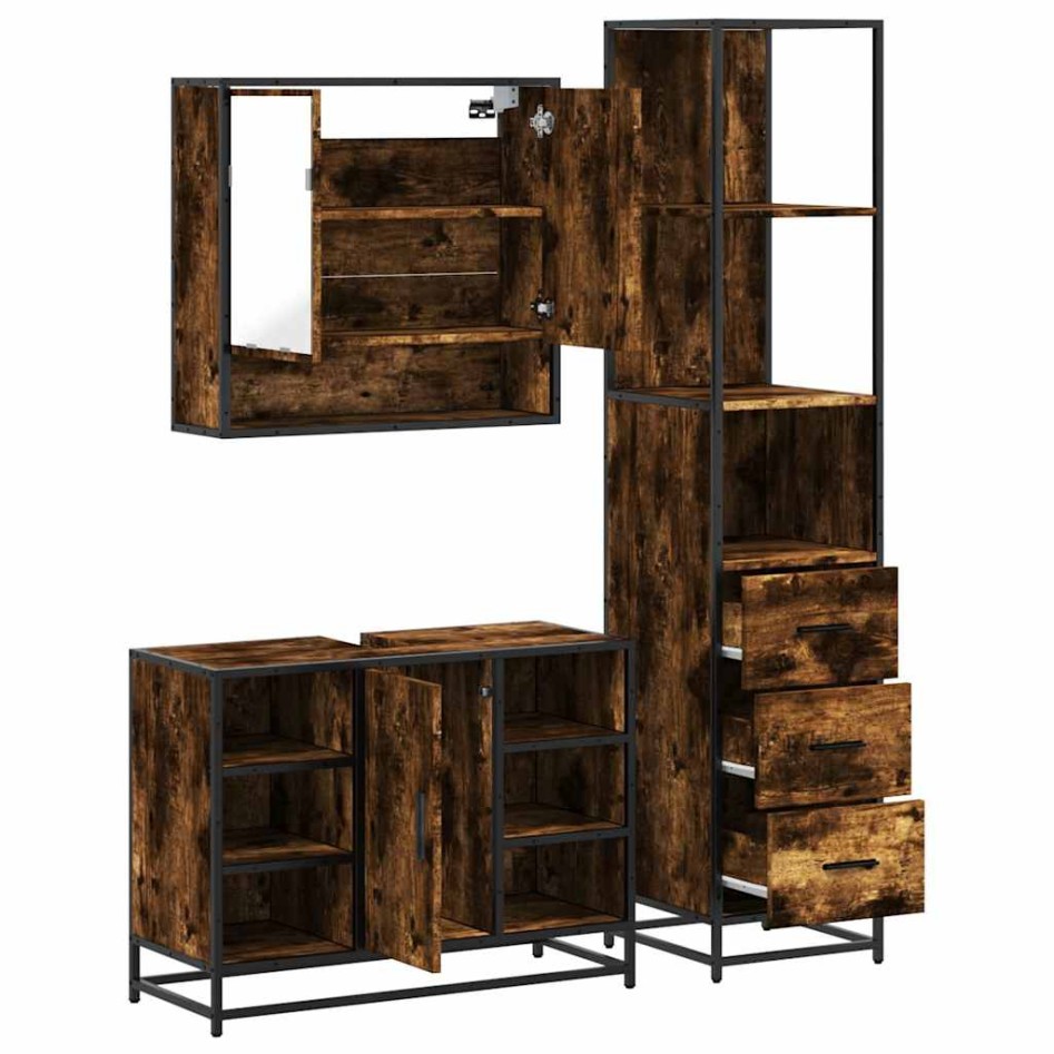 Set de muebles baño 3 pzas madera contrachapada roble