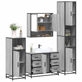 Set de muebles de baño 4 pzas madera contrachapada gris