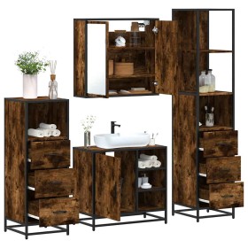 Set de muebles baño 4 pzas madera contrachapada roble