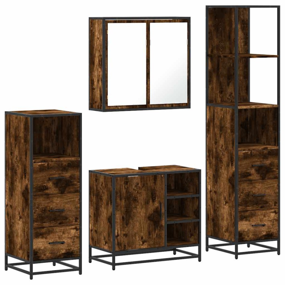 Set de muebles baño 4 pzas madera contrachapada roble