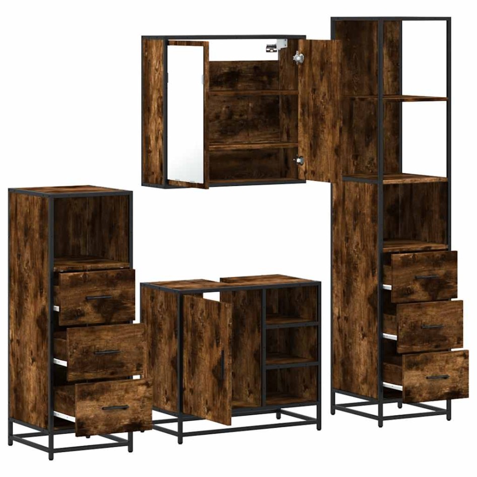 Set de muebles baño 4 pzas madera contrachapada roble