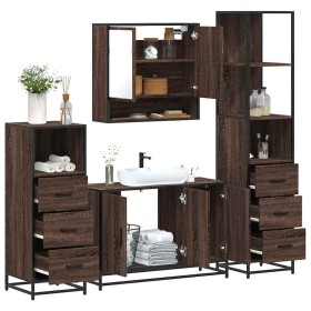 Set de muebles baño 4 pzas madera contrachapada roble