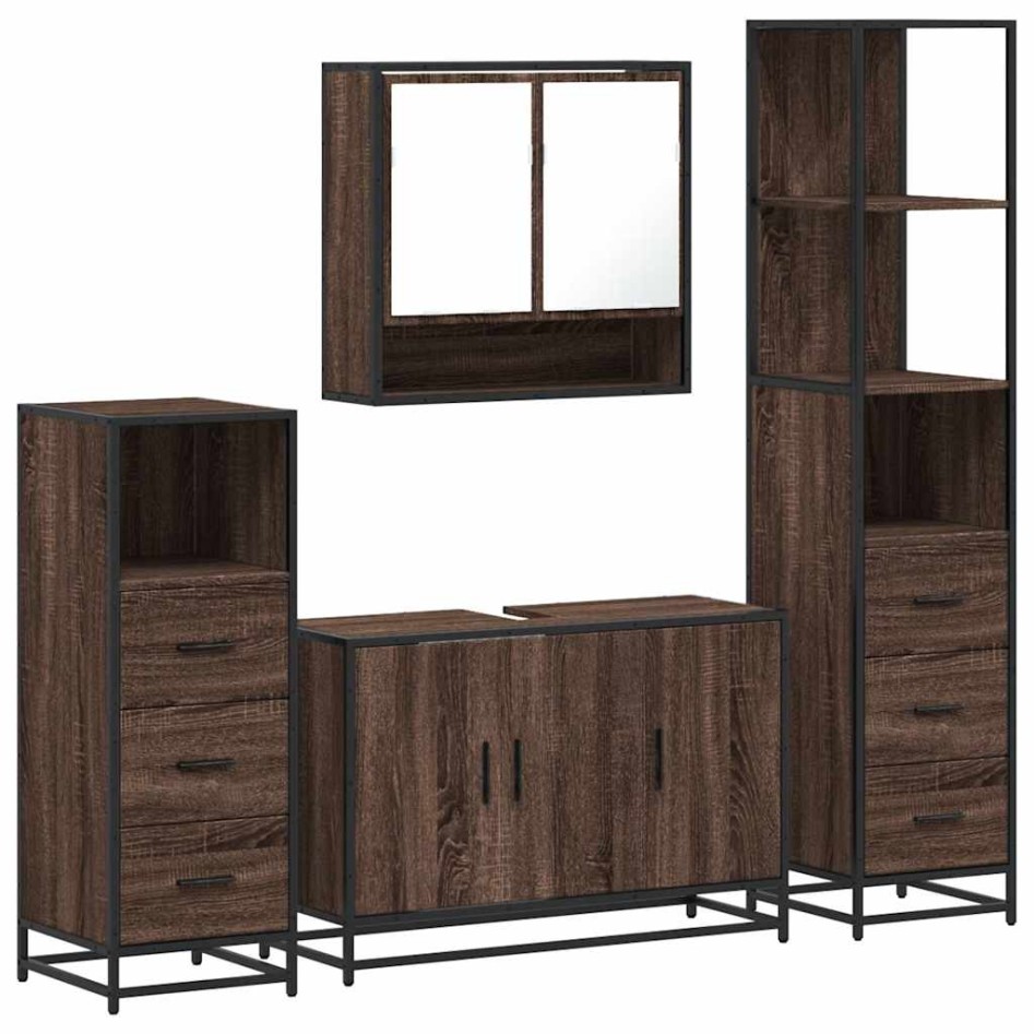 Set de muebles baño 4 pzas madera contrachapada roble