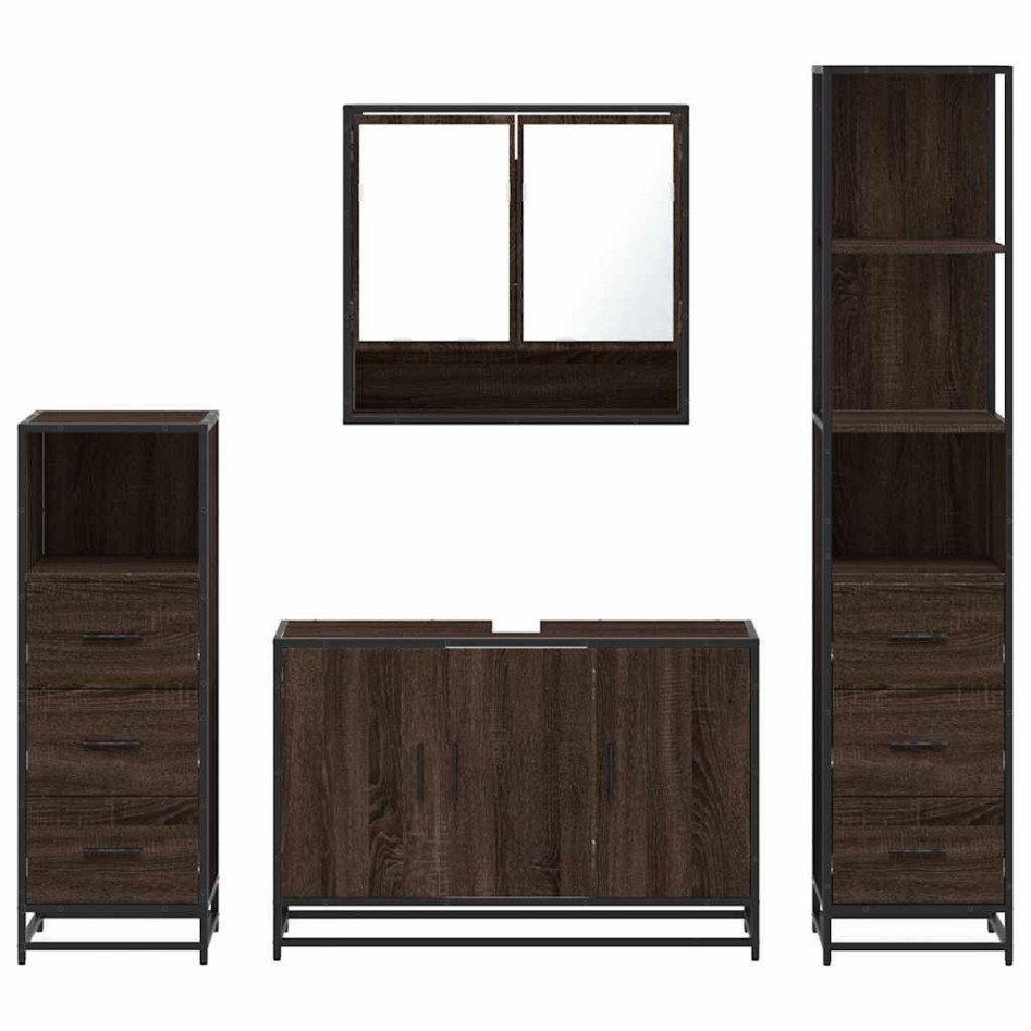 Set de muebles baño 4 pzas madera contrachapada roble