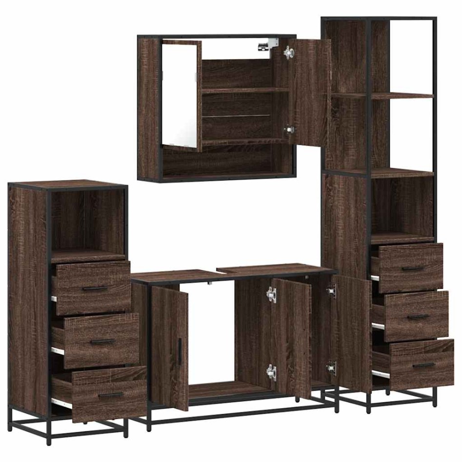 Set de muebles baño 4 pzas madera contrachapada roble