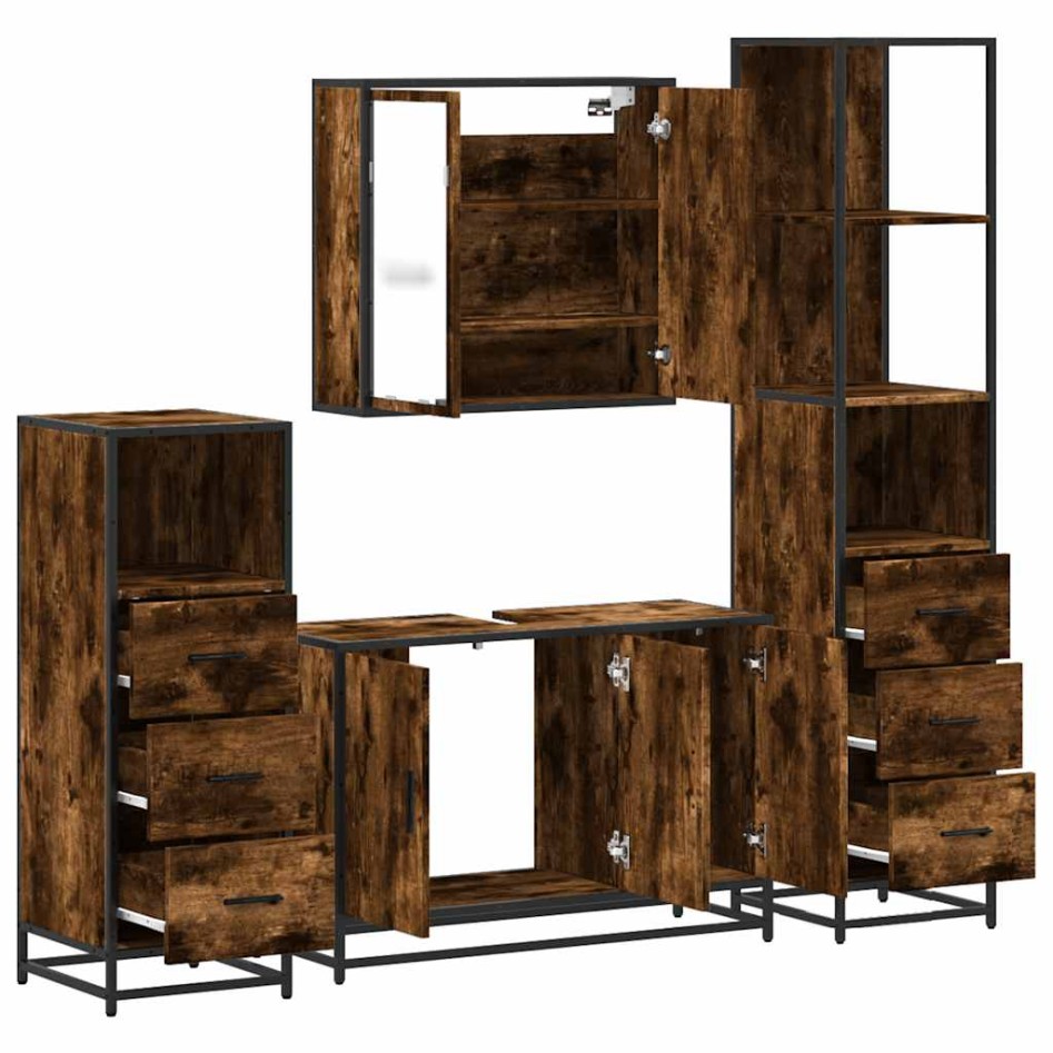 Set de muebles baño 4 pzas madera contrachapada roble