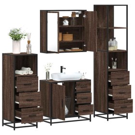 Set de muebles baño 4 pzas madera contrachapada roble