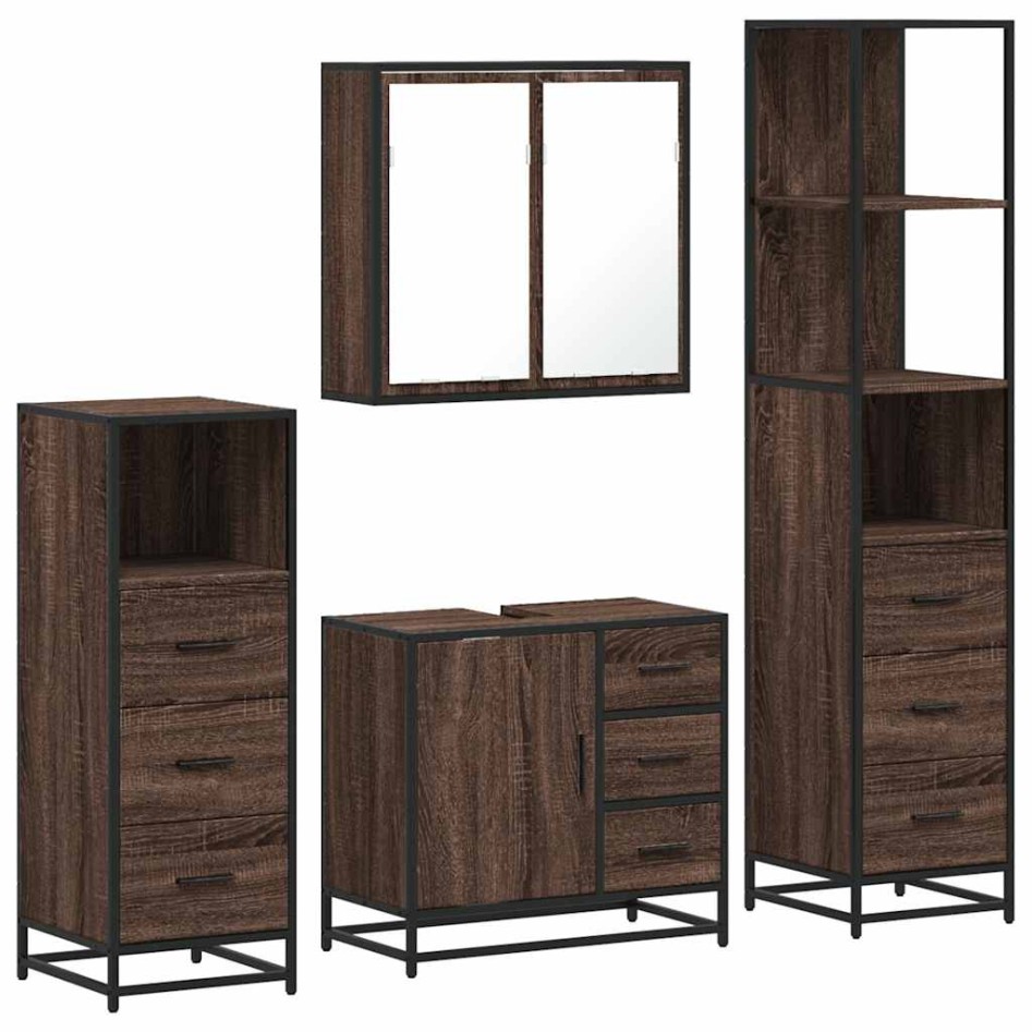 Set de muebles baño 4 pzas madera contrachapada roble