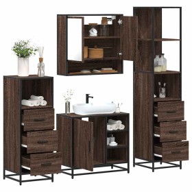 Set de muebles baño 4 pzas madera contrachapada roble