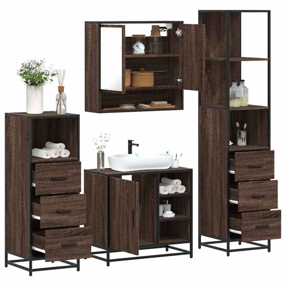 Set de muebles baño 4 pzas madera contrachapada roble
