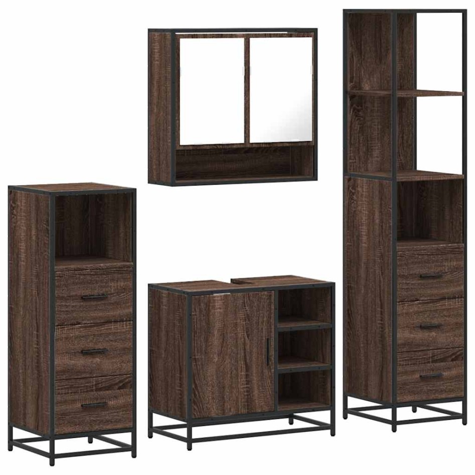 Set de muebles baño 4 pzas madera contrachapada roble