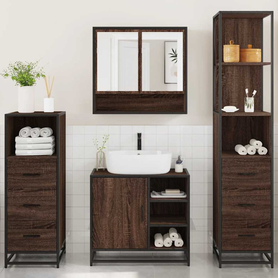 Set de muebles baño 4 pzas madera contrachapada roble