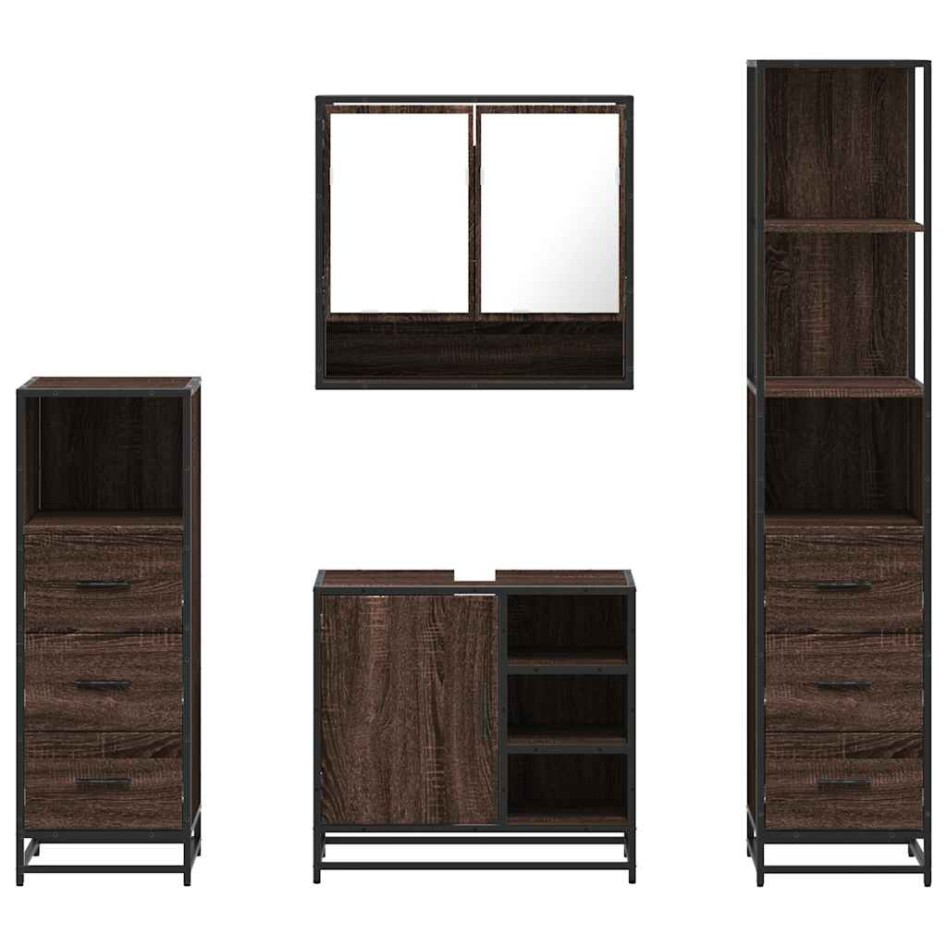 Set de muebles baño 4 pzas madera contrachapada roble