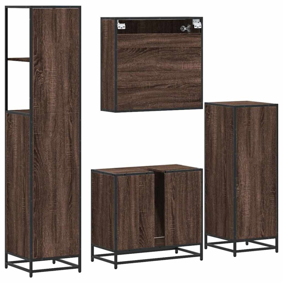 Set de muebles baño 4 pzas madera contrachapada roble