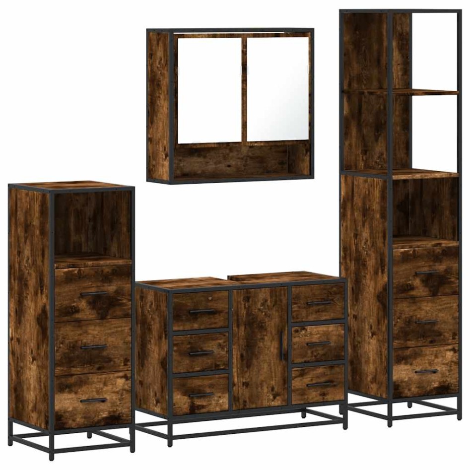 Set de muebles baño 4 pzas madera contrachapada roble