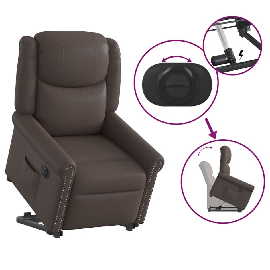 Sillón reclinable eléctrico marrón