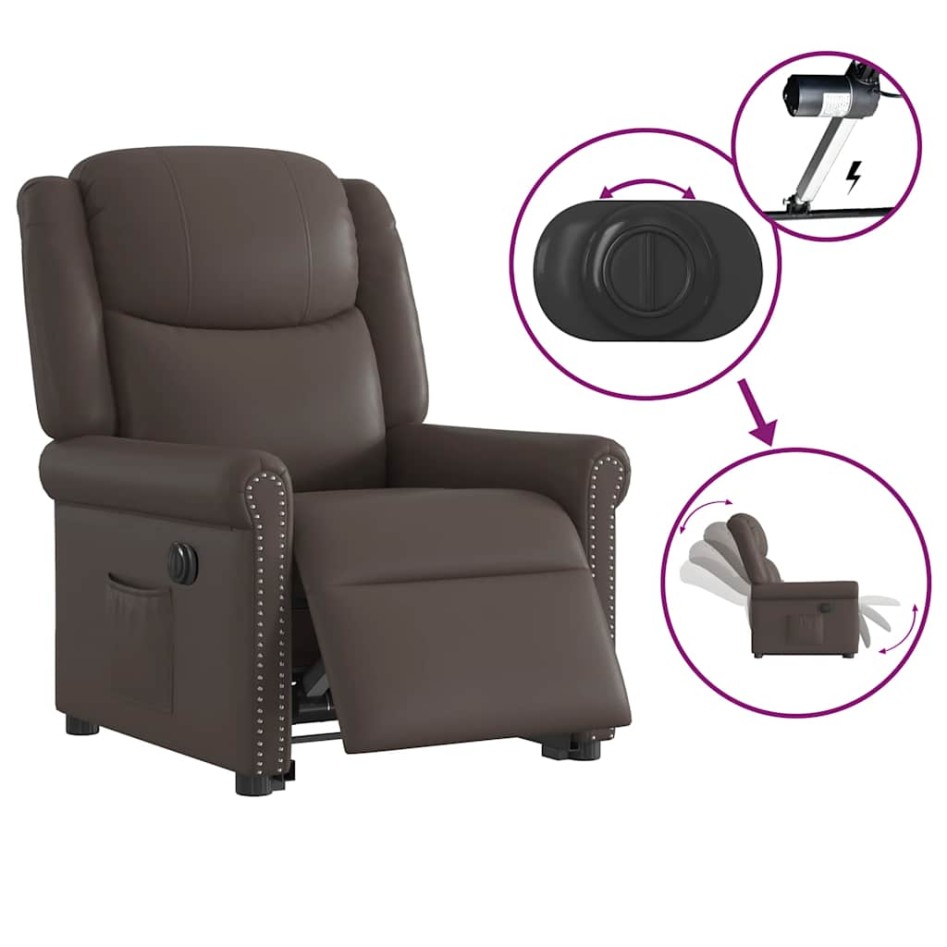 Sillón reclinable eléctrico marrón