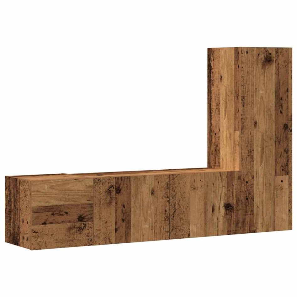 Muebles de TV de pared 3 uds madera vieja madera de
