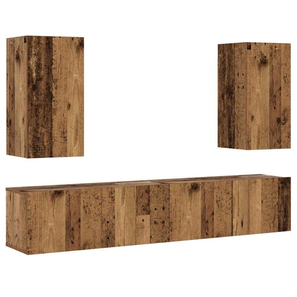 Muebles de TV de pared 4 uds madera vieja madera de