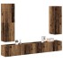 Conjunto de mueble de TV 4 piezas montado la pared madera