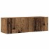 Conjunto de mueble de TV 4 piezas montado la pared madera