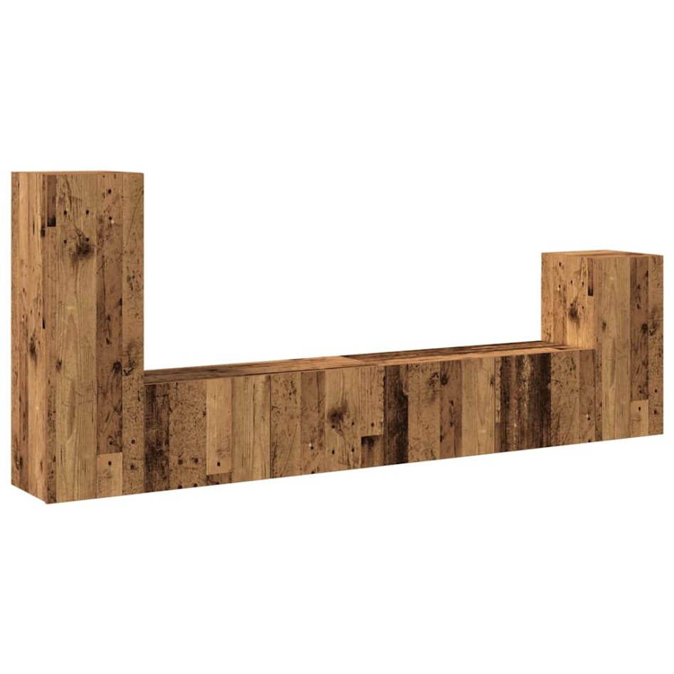 Conjunto de mueble de TV 4 piezas montado la pared madera